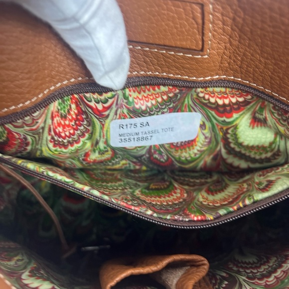 DOONEY & BOURKE 1975 MINI EAST/WEST TASSEL PEBBLED TEXTURED TOTE BAG,“TAN” COLOR - Picture 9 of 16